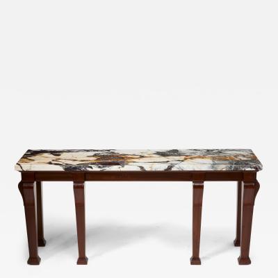George III Style Marble Top Mahogany Serving Console Table Early 20th Century