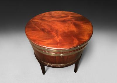 George III period Mahogany and Brass Oval Wine Cooler on stand