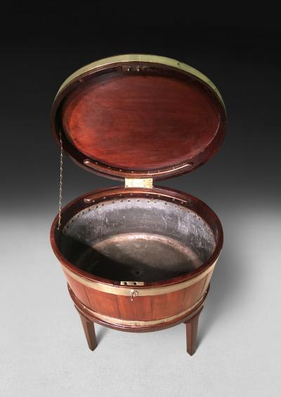 George III period Mahogany and Brass Oval Wine Cooler on stand