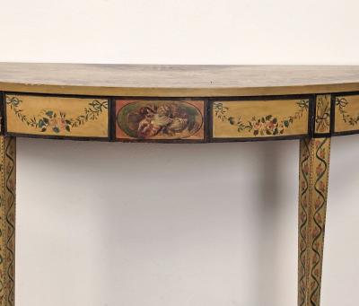 George III style English Painted Demilune Console circa 1920