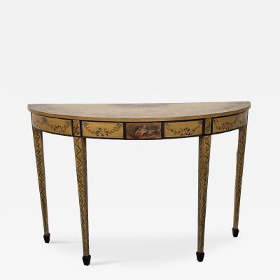 George III style English Painted Demilune Console circa 1920