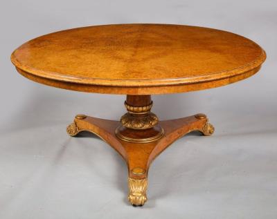 George IV Amboyna and Parcel Gilt Center Table