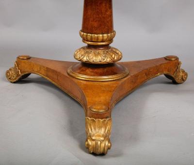 George IV Amboyna and Parcel Gilt Center Table