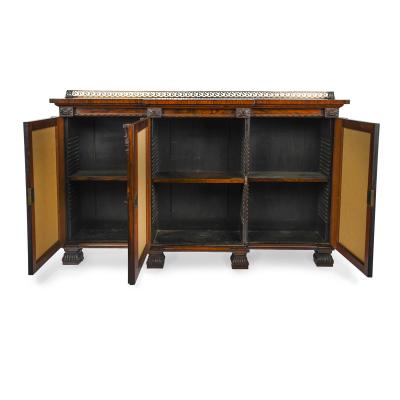 George IV Period Rosewood Chiffonier or Side Cabinet with Carved Detailing