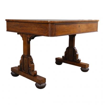 George IV Rosewood Writing Table Signed by Maker