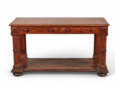 George IV Walnut Burl Walnut Two drawer Console Table