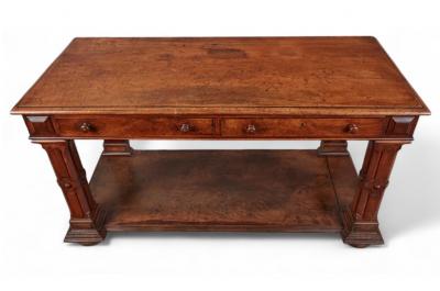 George IV Walnut Burl Walnut Two drawer Console Table