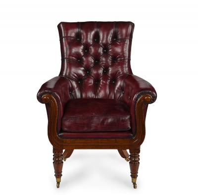 George IV mahogany library chair
