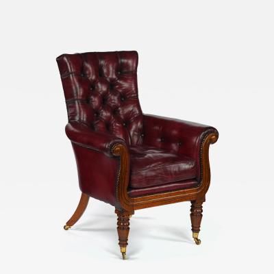 George IV mahogany library chair