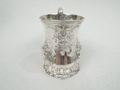 George John Richards Antique English Victorian Sterling Silver Christening Mug 1853