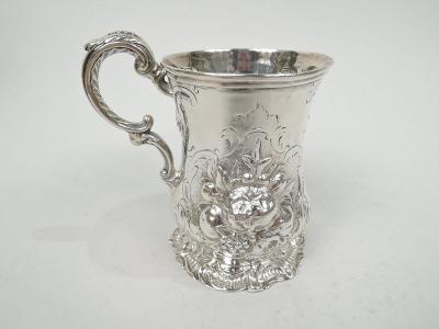 George John Richards Antique English Victorian Sterling Silver Christening Mug 1853