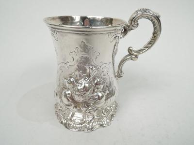 George John Richards Antique English Victorian Sterling Silver Christening Mug 1853