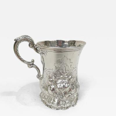 George John Richards Antique English Victorian Sterling Silver Christening Mug 1853