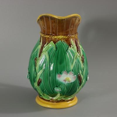 George Jones George Jones Majolica Lily on Barrel Jug