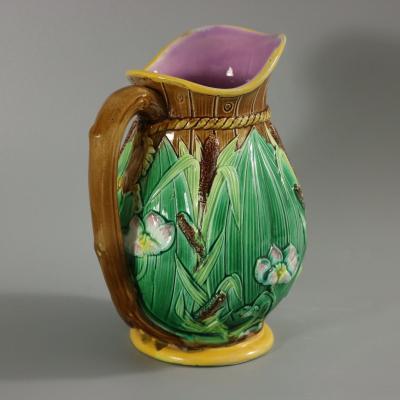 George Jones George Jones Majolica Lily on Barrel Jug