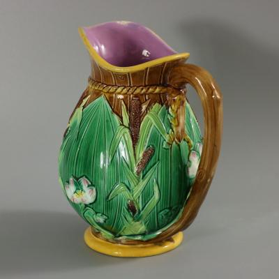 George Jones George Jones Majolica Lily on Barrel Jug