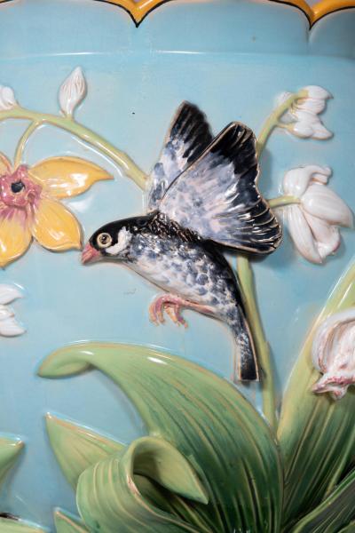 George Jones George Jones Majolica Turquoise Ground Jardiniere