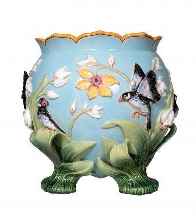 George Jones George Jones Majolica Turquoise Ground Jardiniere