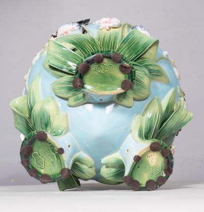 George Jones George Jones Majolica Turquoise Ground Jardiniere