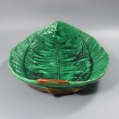 George Jones Large George Jones Majolica Banana Leaf Platter