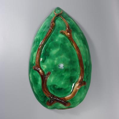 George Jones Large George Jones Majolica Banana Leaf Platter