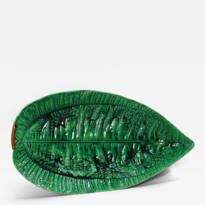 George Jones Large George Jones Majolica Banana Leaf Platter