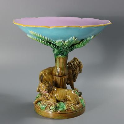George Jones Majolica Africa Lions Compote