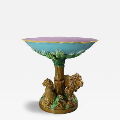 George Jones Majolica Africa Lions Compote