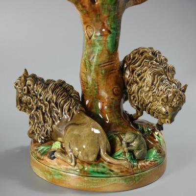 George Jones Majolica America Buffalo Compote