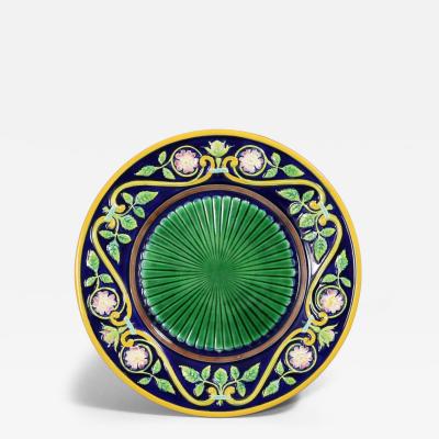 George Jones Majolica Dog Rose Plate