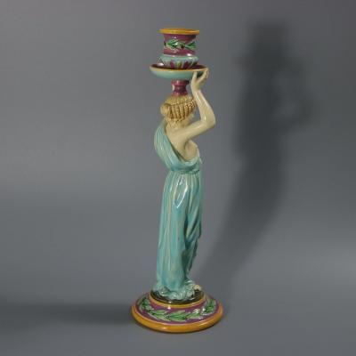 George Jones Majolica Egyptian Figural Candlestick