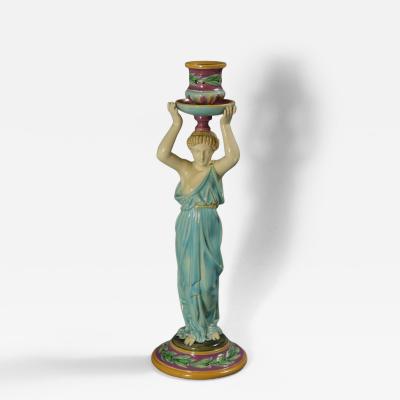 George Jones Majolica Egyptian Figural Candlestick