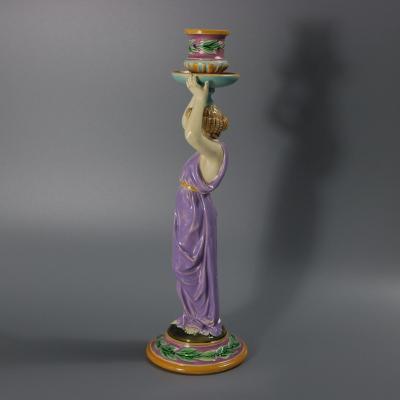 George Jones Majolica Egyptian Figural Candlestick
