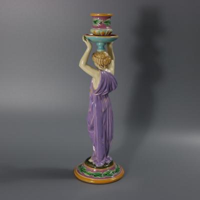 George Jones Majolica Egyptian Figural Candlestick
