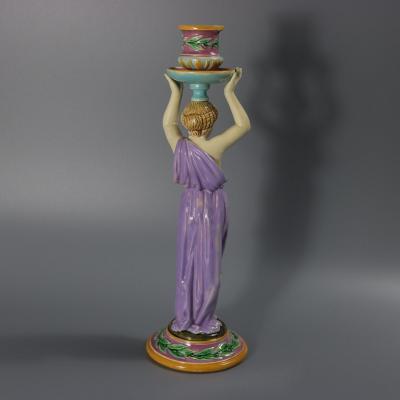 George Jones Majolica Egyptian Figural Candlestick
