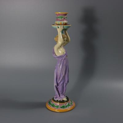 George Jones Majolica Egyptian Figural Candlestick