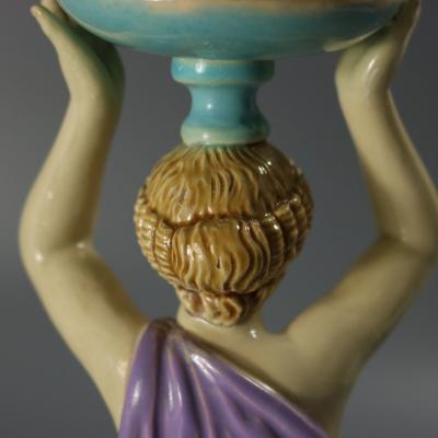 George Jones Majolica Egyptian Figural Candlestick