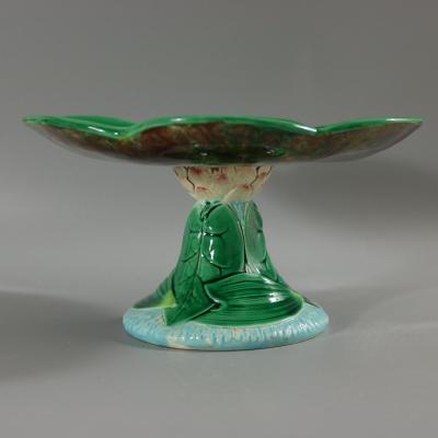 George Jones Majolica Lily Compote