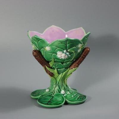 George Jones Majolica Lily Sweetmeat Dish