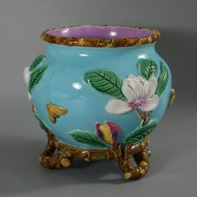 George Jones Majolica Magnolia Cache Pot