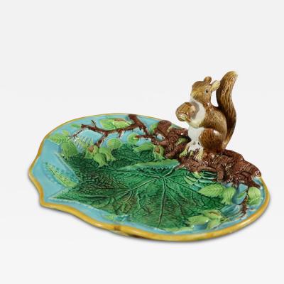 George Jones Majolica Squirrel Nut Dish