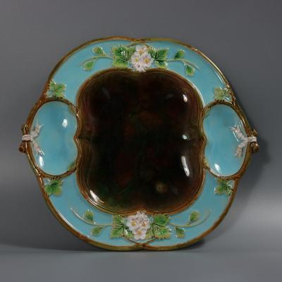 George Jones Majolica Strawberry Serving Dish