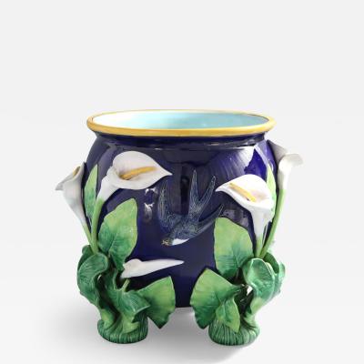 George Jones Majolica Swallow Lily Jardiniere