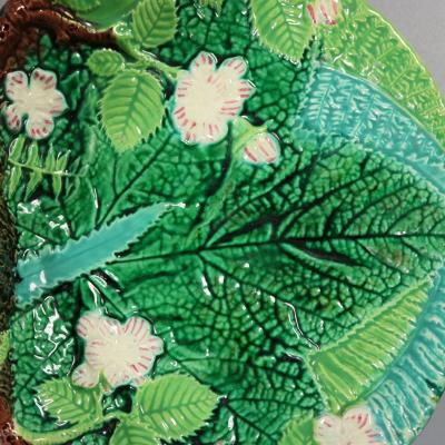 George Jones Majolica Twin Lobed Bird Dish