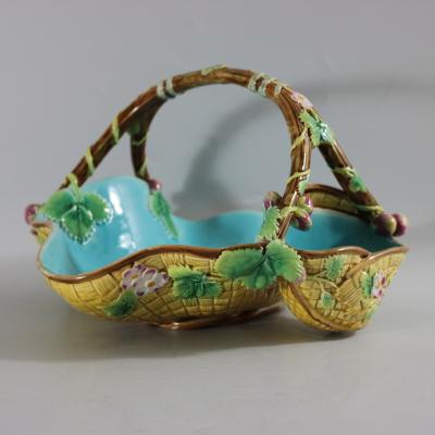 George Jones Majolica Yellow Basket Rare 