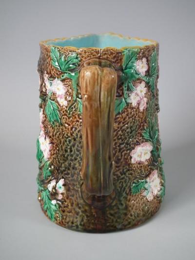 George Jones Victorian George Jones Majolica Rustic Blossom Pitcher