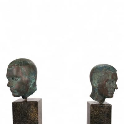 George Kolbe Set of 2 Bronze sculptures on granite steles by a student of Georg Kolbe 1925