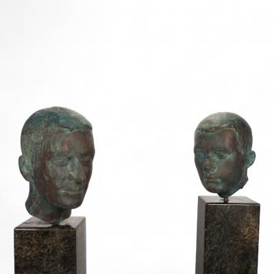 George Kolbe Set of 2 Bronze sculptures on granite steles by a student of Georg Kolbe 1925