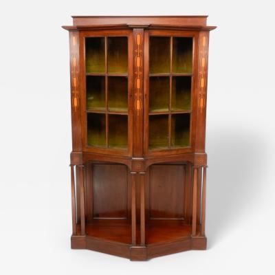 George Montague Ellwood Arts and Crafts Mahogany Display Cabinet designed by G M Ellwood