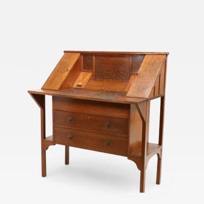 George Montague Ellwood G M Ellwood for J S Henry An Arts Crafts Oak Writing Desk